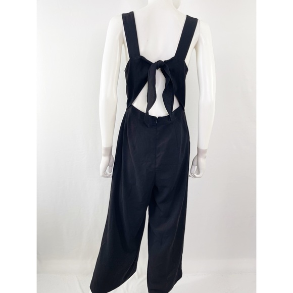 Madewell Jumpsuit Black Wide Leg Sleeveless Tie Back Square Neck Size 6 - Picture 8 of 11